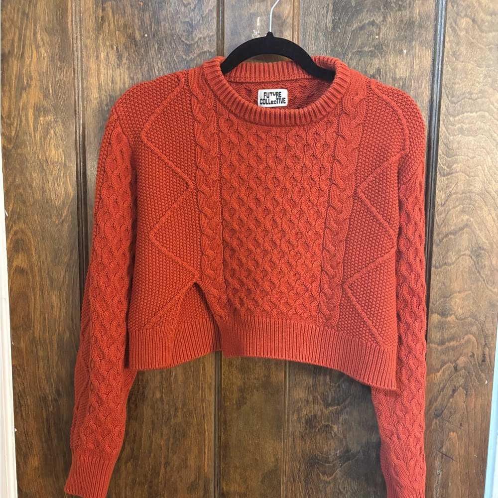 Flying Tomato Women's Cable Knit Sweater in Rust